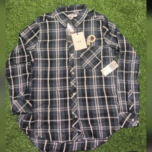 Plaid Button Down Shirt - Black and White